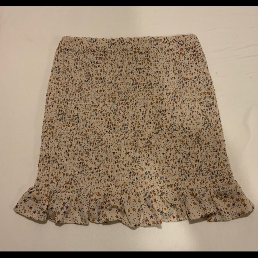 Cream Tight Summer Floral Skirt